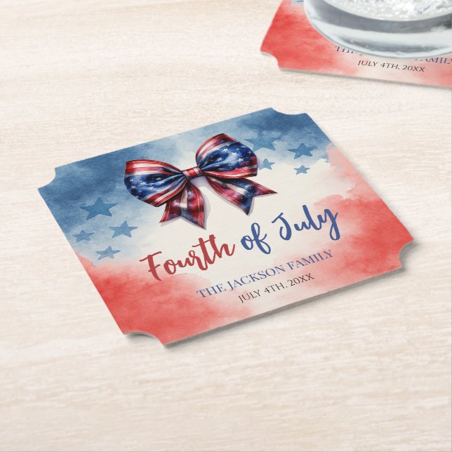 4th of July America Day Patriotic  Paper Coaster (Angled)