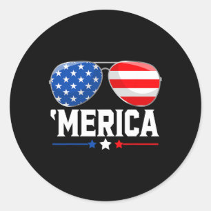 4th Of July America Independence Day Usa Flag Red  Classic Round Sticker