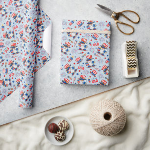 4th of July America Independence With Gnome Celebr Wrapping Paper