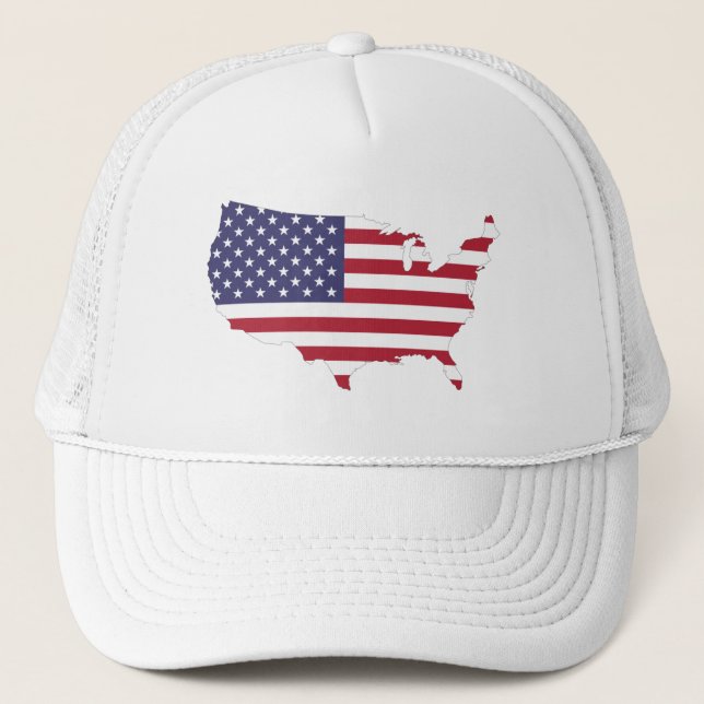 4th of July America Shaped Trucker Hat (Front)