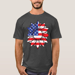 4th Of July America Sunflower US Patriotic America T-Shirt