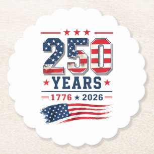 4th of July America US Flag Patriotic 250th Annive Paper Coaster