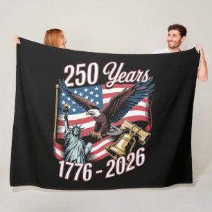 4th of July America US Patriotic Eagle Fleece Blanket