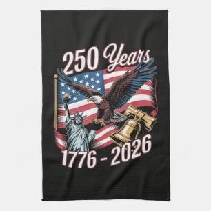 4th of July America US Patriotic Eagle Tea Towel