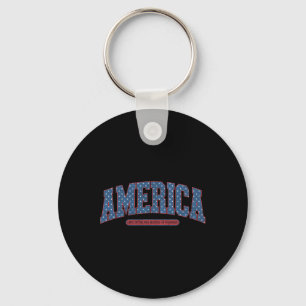 4th Of July America Vintage Retro Patriotic Men Wo Key Ring
