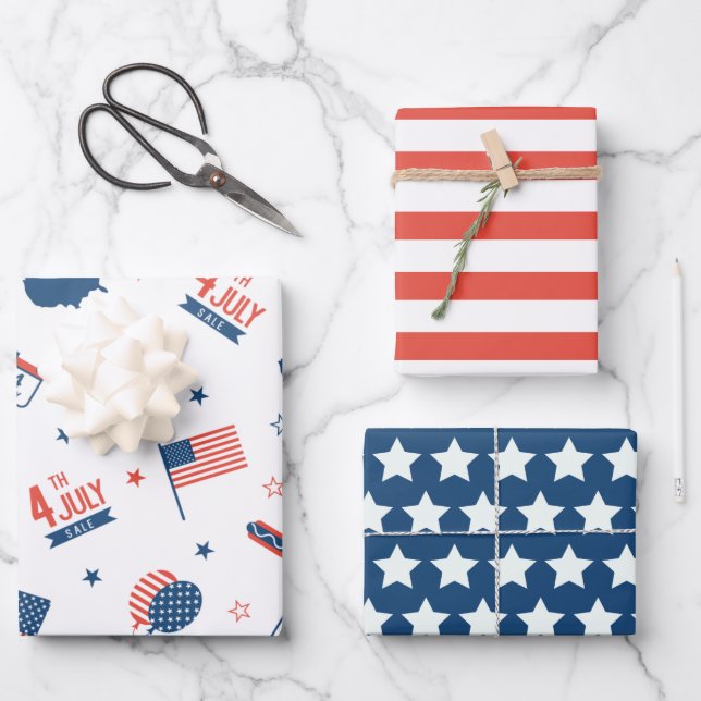 4th of July America Wrapping Paper Set (Front)