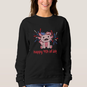 4th Of July American Axolotl For Kids Cute Usa Axo Sweatshirt