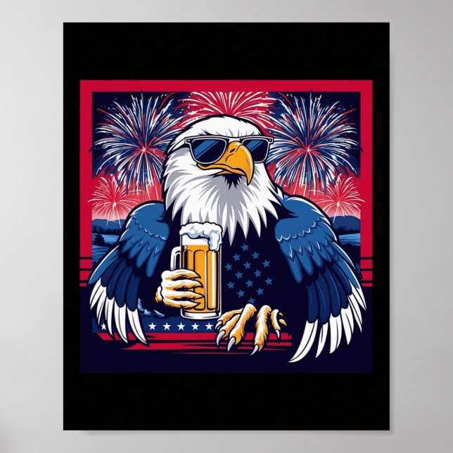 4th Of July American Bald Eagle  Poster (Front)