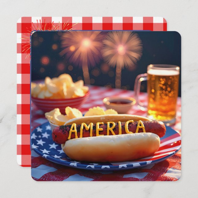 4th of July American Barbecue Invitation (Front/Back)