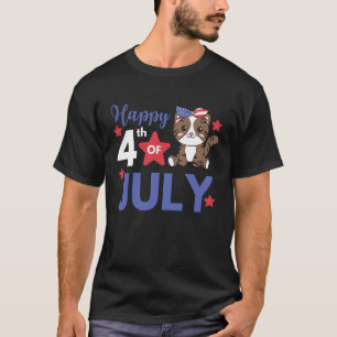 4th Of July American Cat For Kids Cute Usa Cat 10 T-Shirt