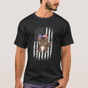 4th Of July American Cat For Kids Cute Usa Cat  12 T-Shirt