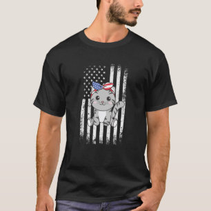 4th Of July American Cat For Kids Cute Usa Cat  13 T-Shirt