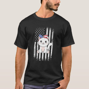 4th Of July American Cat For Kids Cute Usa Cat 18 T-Shirt