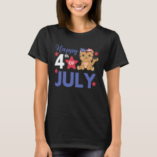 4th Of July American Cat For Kids Cute Usa Cat 1 T-Shirt
