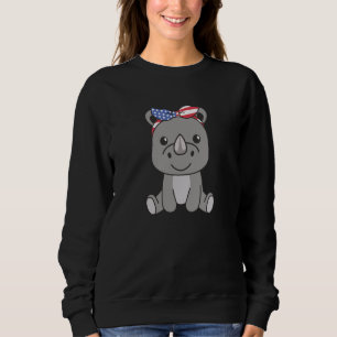 4th Of July American cute Rhino For Kids Cute Usa  Sweatshirt