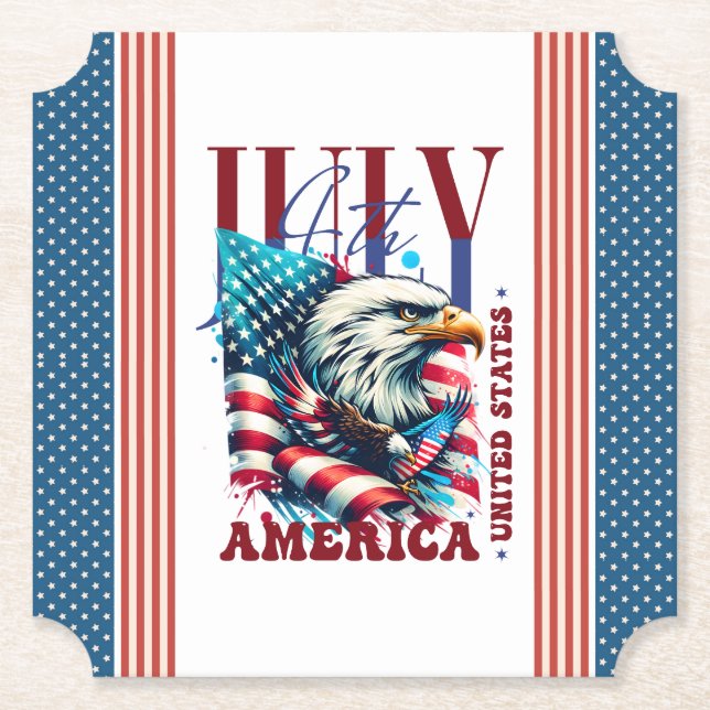 4th of July American Eagle Sublimation-61904 Paper Coaster (Front)
