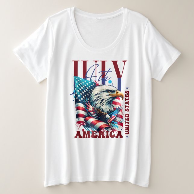 4th of July American Eagle Sublimation-61904 Plus Size T-Shirt (Design Front)