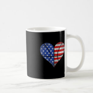 4th Of July American Flag Basketball Heart USA Wom Coffee Mug