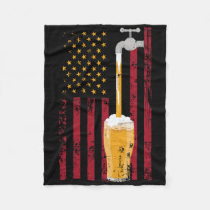 4th Of July American Flag Beer Brewing Fleece Blanket