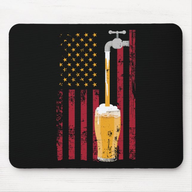 4th Of July American Flag Beer Brewing  Mouse Pad (Front)