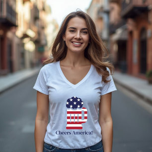 4th of July American Flag Beer Mug Custom Name T-Shirt