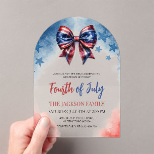 4th of July American Flag Bow Arch Acrylic Invitations