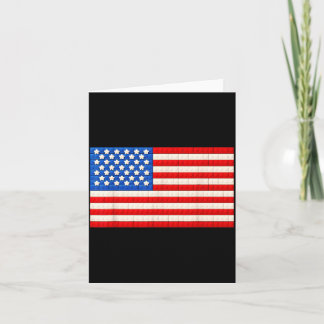 4th of July American Flag Building Blocks Bricks Card