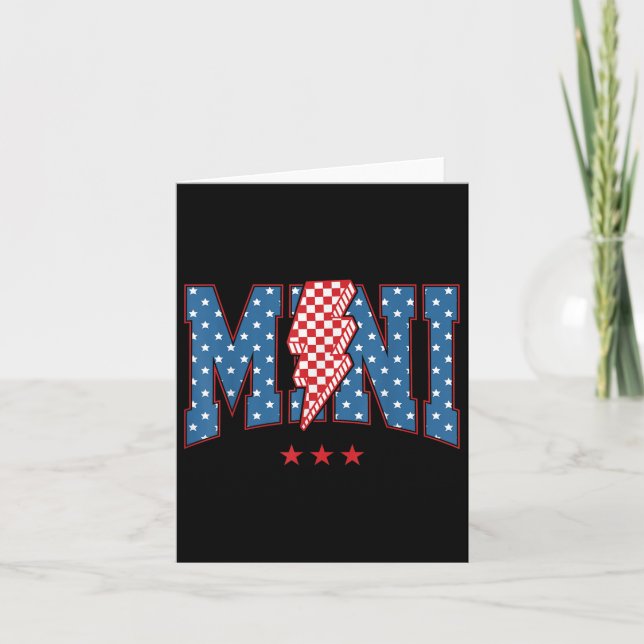 4th Of July American Flag Chequered Mini Lightning Card (Front)