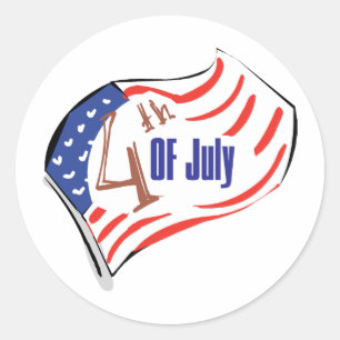 4th of July American Flag Classic Round Sticker