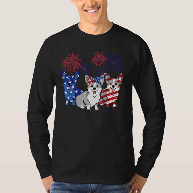 4th Of July American Flag Corgi Patriotic Dog Mens T-Shirt (Front)