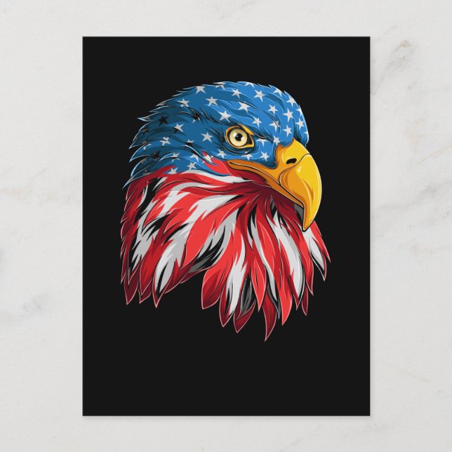 4th Of July American Flag Eagle Patriotic Bird USA Postcard (Front)