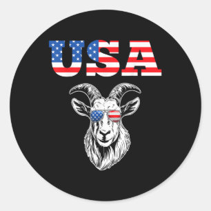 4th Of July American Flag Goat Lover Usa Patriotic Classic Round Sticker
