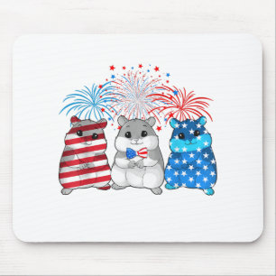 4th Of July American Flag Happy Guinea Pig Mouse Pad