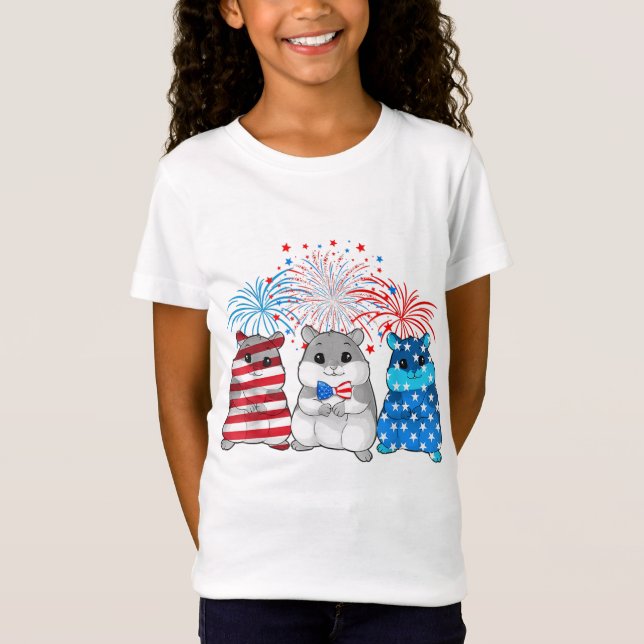 4th Of July American Flag Happy Guinea Pig T-Shirt (Front)