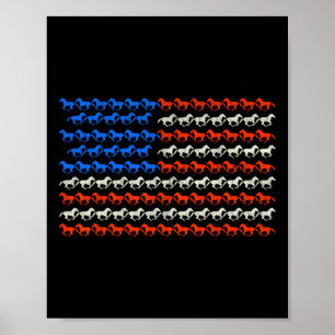 4th Of July American Flag Horseback Riding Horse U Poster