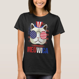 4th Of July American Flag Kitty Cat Meowica Grey S T-Shirt