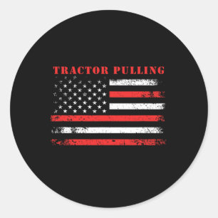 4th Of July American Flag Patriotic Tractor Pullin Classic Round Sticker