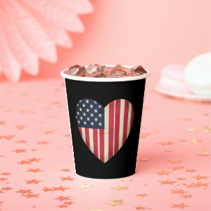 4th of July American Flag Patriotic USA Star Strip Paper Cups