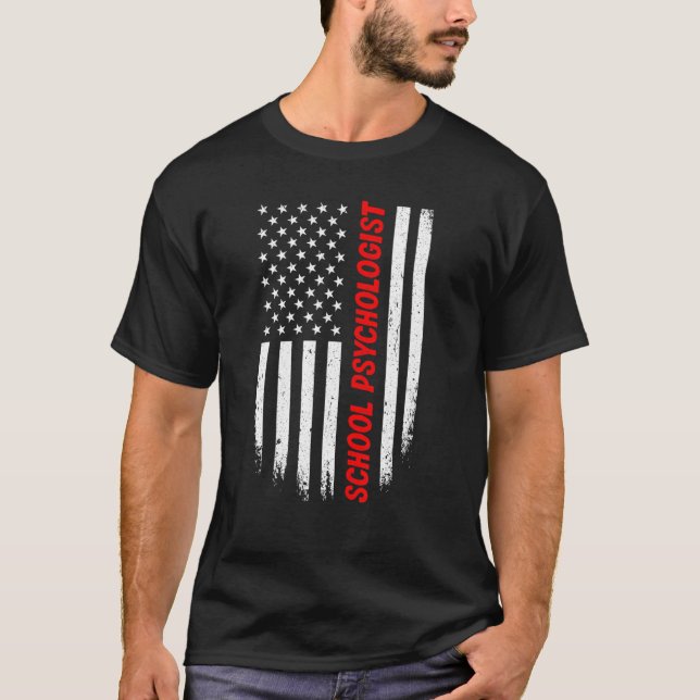 4th Of July American Flag School Psychologist Men  T-Shirt (Front)