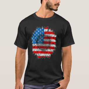 4th Of July American Flag Sunflower Patriotic Men T-Shirt