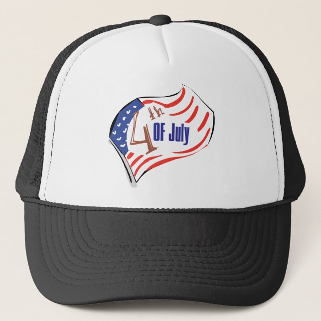 4th of July American Flag Trucker Hat (Front)