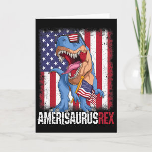 4th Of July American Flag Usa Dino Amerisaurus Rex Card