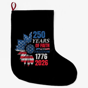 4th of July American Flag Vintage 250 Years 1776 2 Large Christmas Stocking