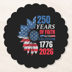 4th of July American Flag Vintage 250 Years 1776 2 Paper Coaster