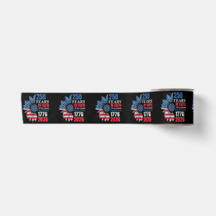 4th of July American Flag Vintage 250 Years 1776 2 Satin Ribbon