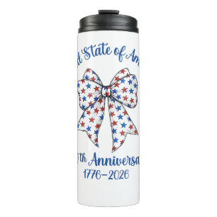 4th of July American Flag Vintage 250 Years 1776 2 Thermal Tumbler