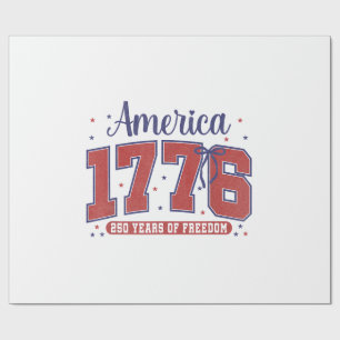 4th of July American Flag Vintage 250 Years 1776 2 Wrapping Paper