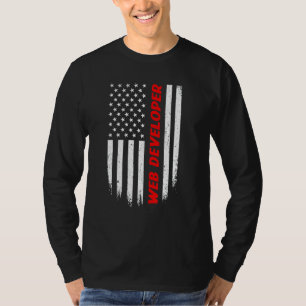 4th Of July American Flag Web Developer Men Women T-Shirt