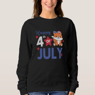 4th Of July American Fox For Kids Cute Usa Fox  4 Sweatshirt