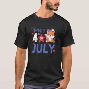 4th Of July American Fox For Kids Cute Usa Fox 4 T-Shirt